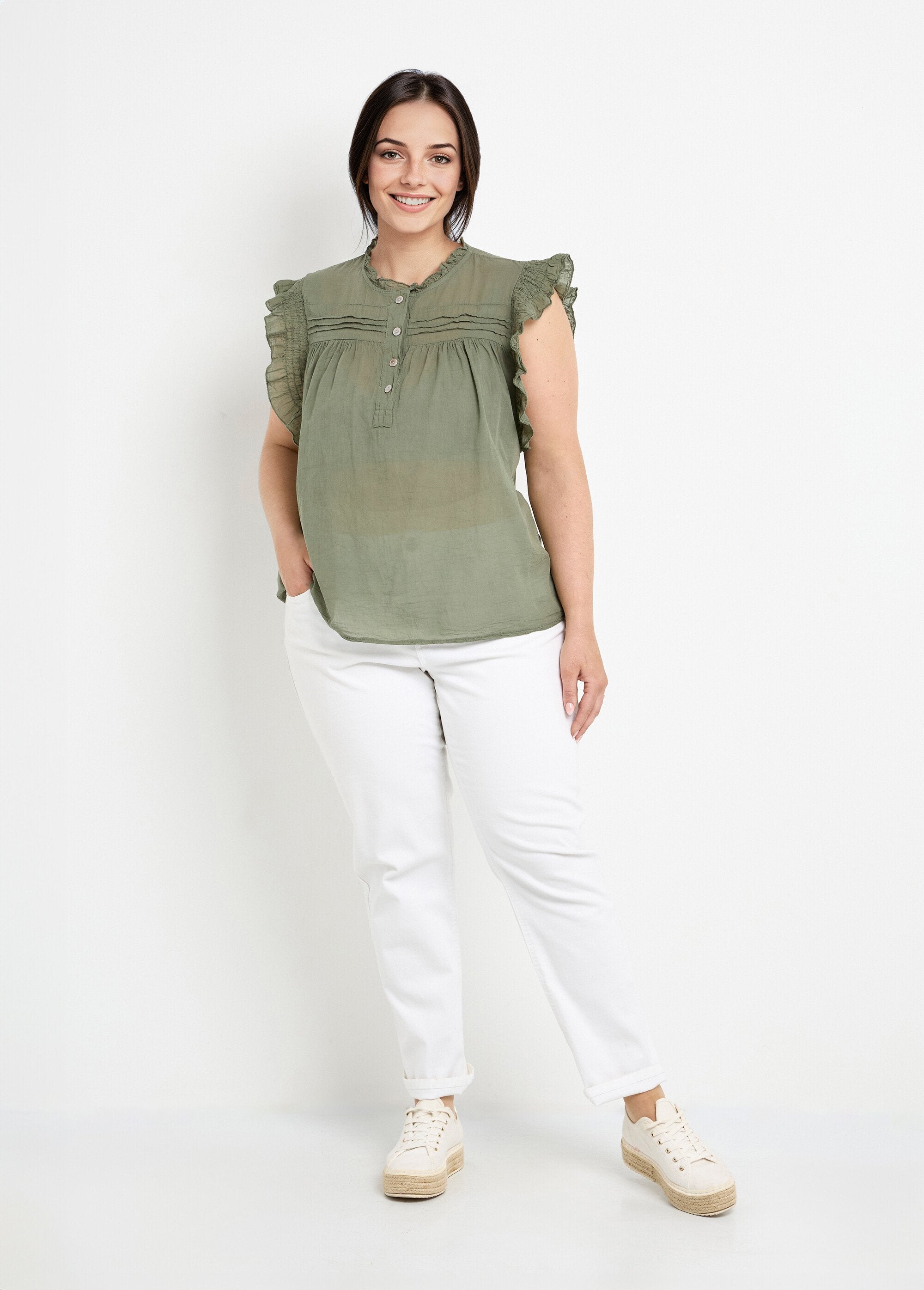 Sleeveless_cotton_voile_blouse_Khaki_SF1_curvy