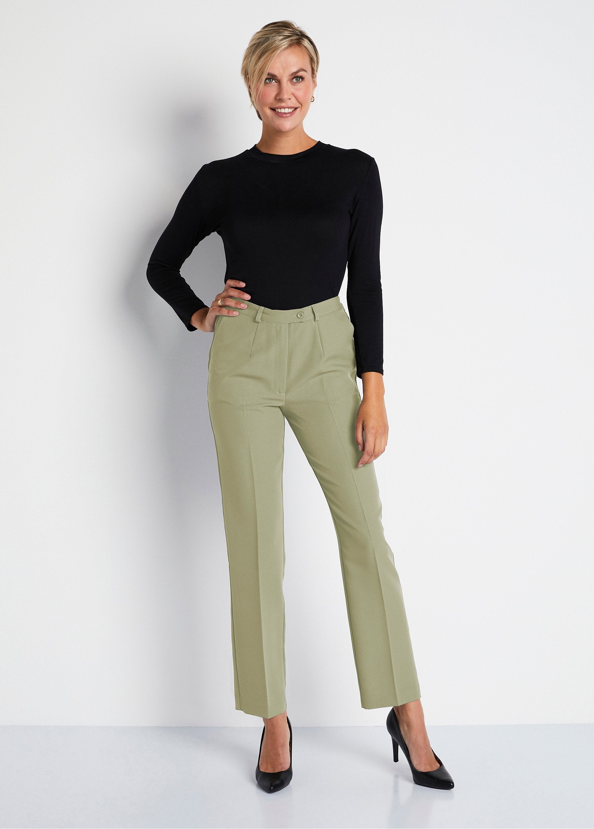 Straight_pants_with_semi-elasticated_waist,_wrinkle-free_fabric_Almond_green_SF1_slim