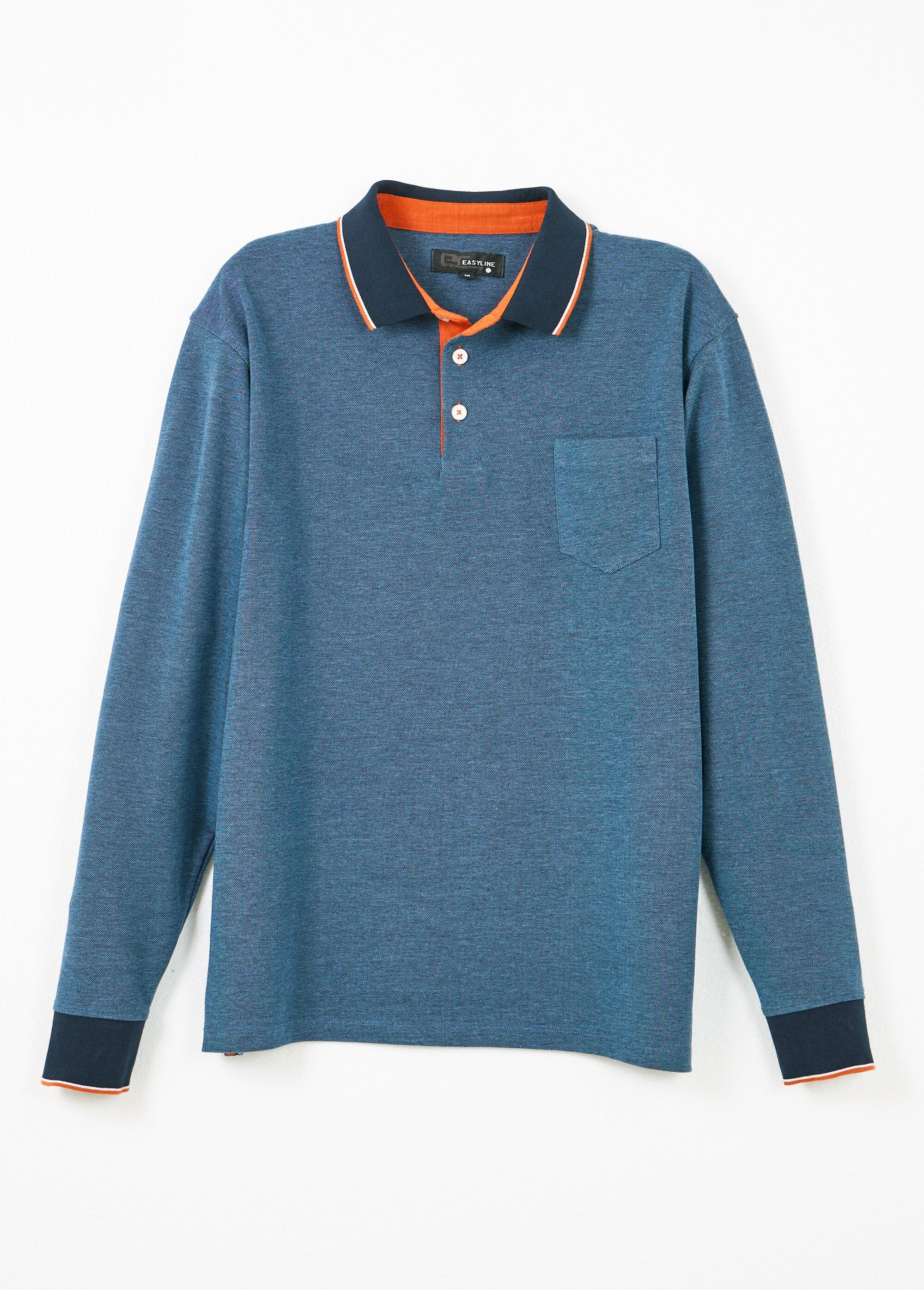 Long-sleeved_cotton_pique_knit_polo_shirt_Blue_AP1_slim