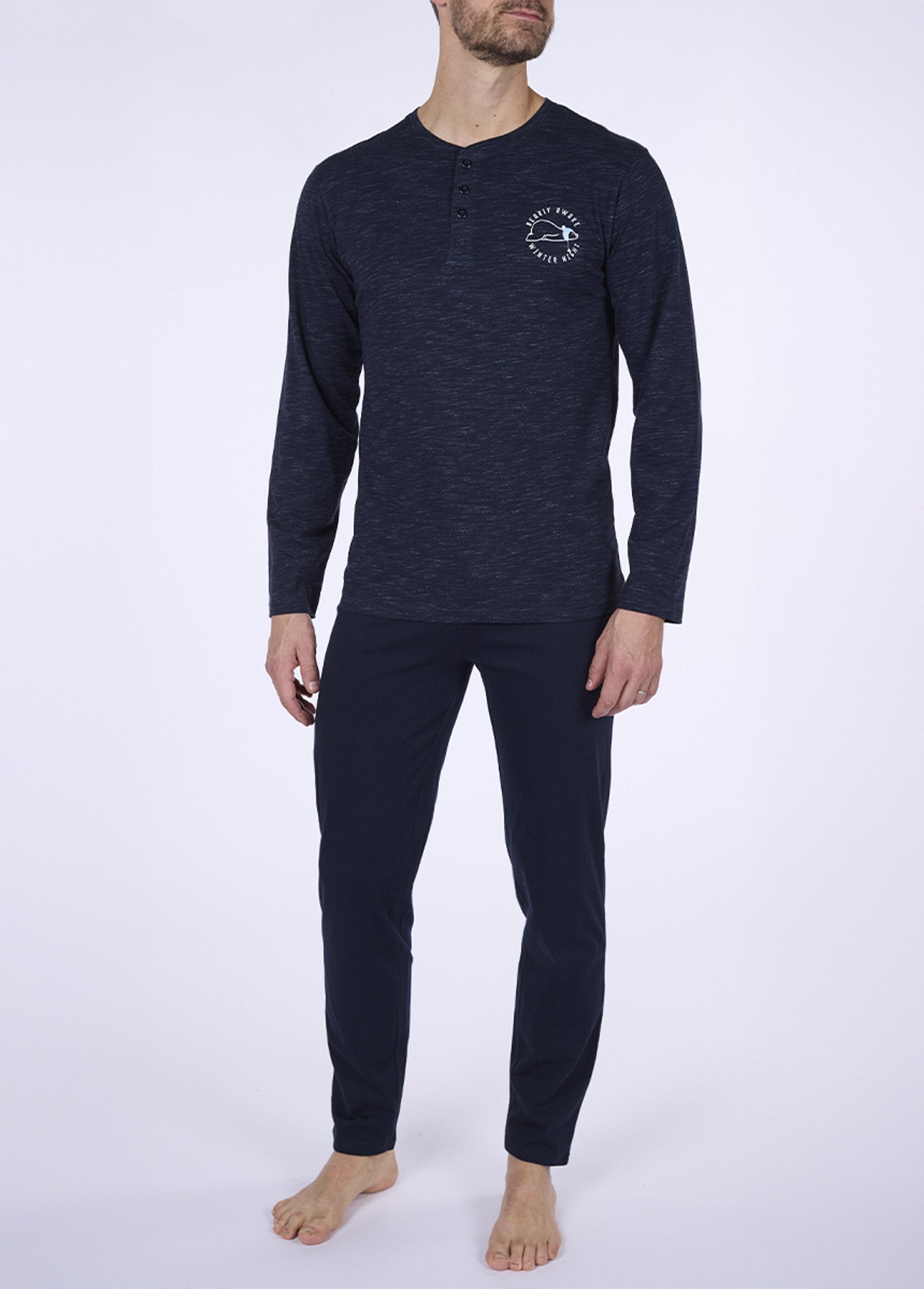 2-piece_long-sleeved_heathered_pajamas_China_blue_FA1_slim