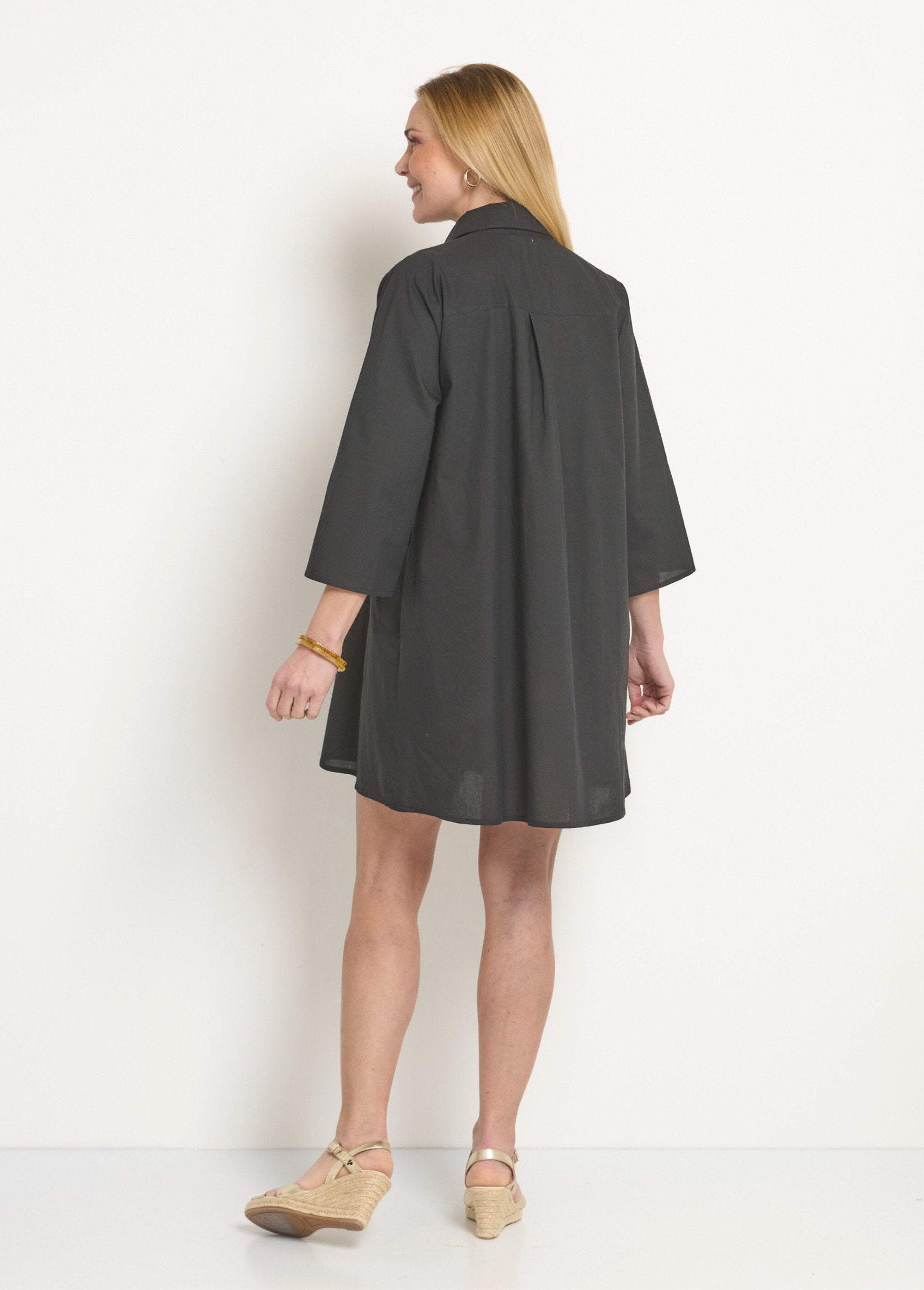 3/4_sleeve_cover_dress_with_colorful_embroidery_Black_DO1_slim