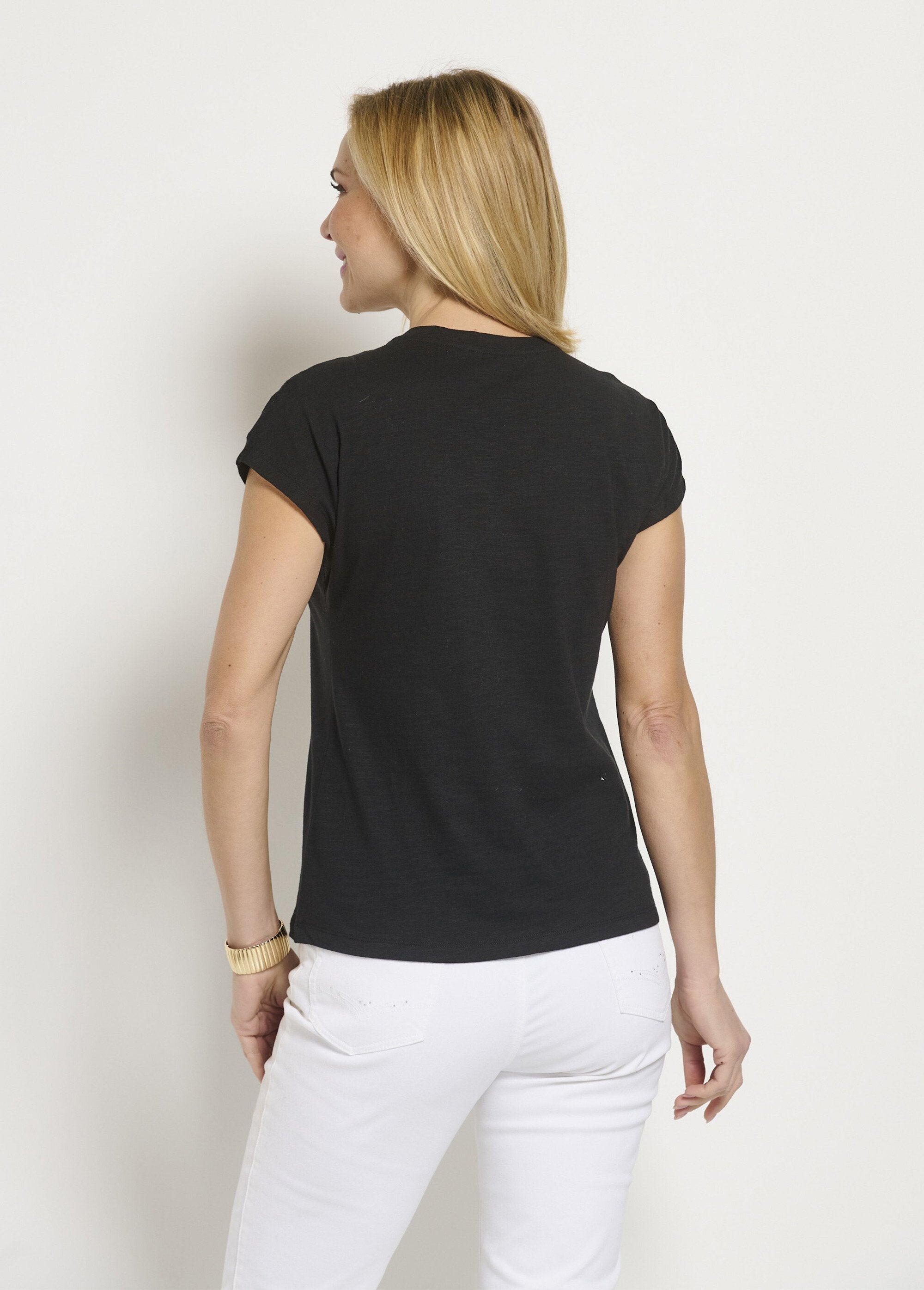 Plain_studded_short_t-shirt_with_flamed_knit_Black_DO1_slim