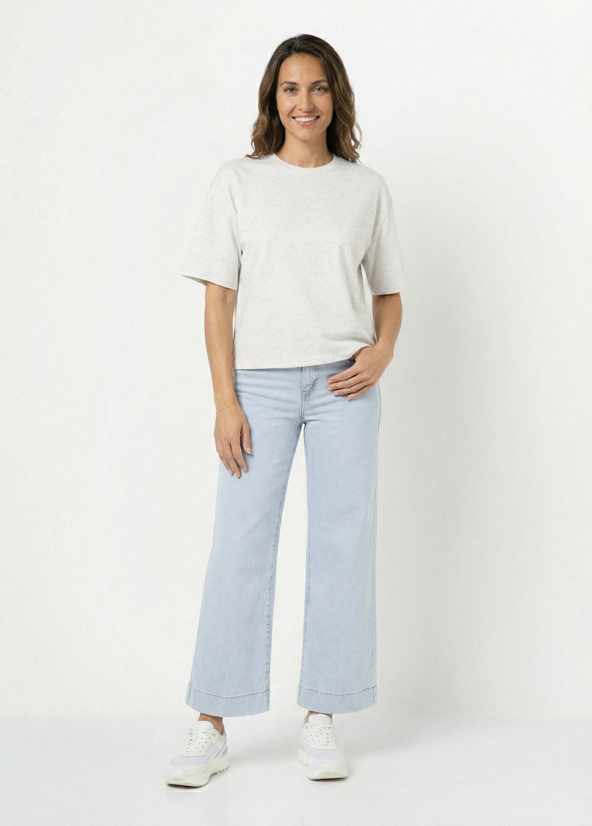 Loose_stretch_short-sleeved_T-shirt_Heather_gray_SF1_slim