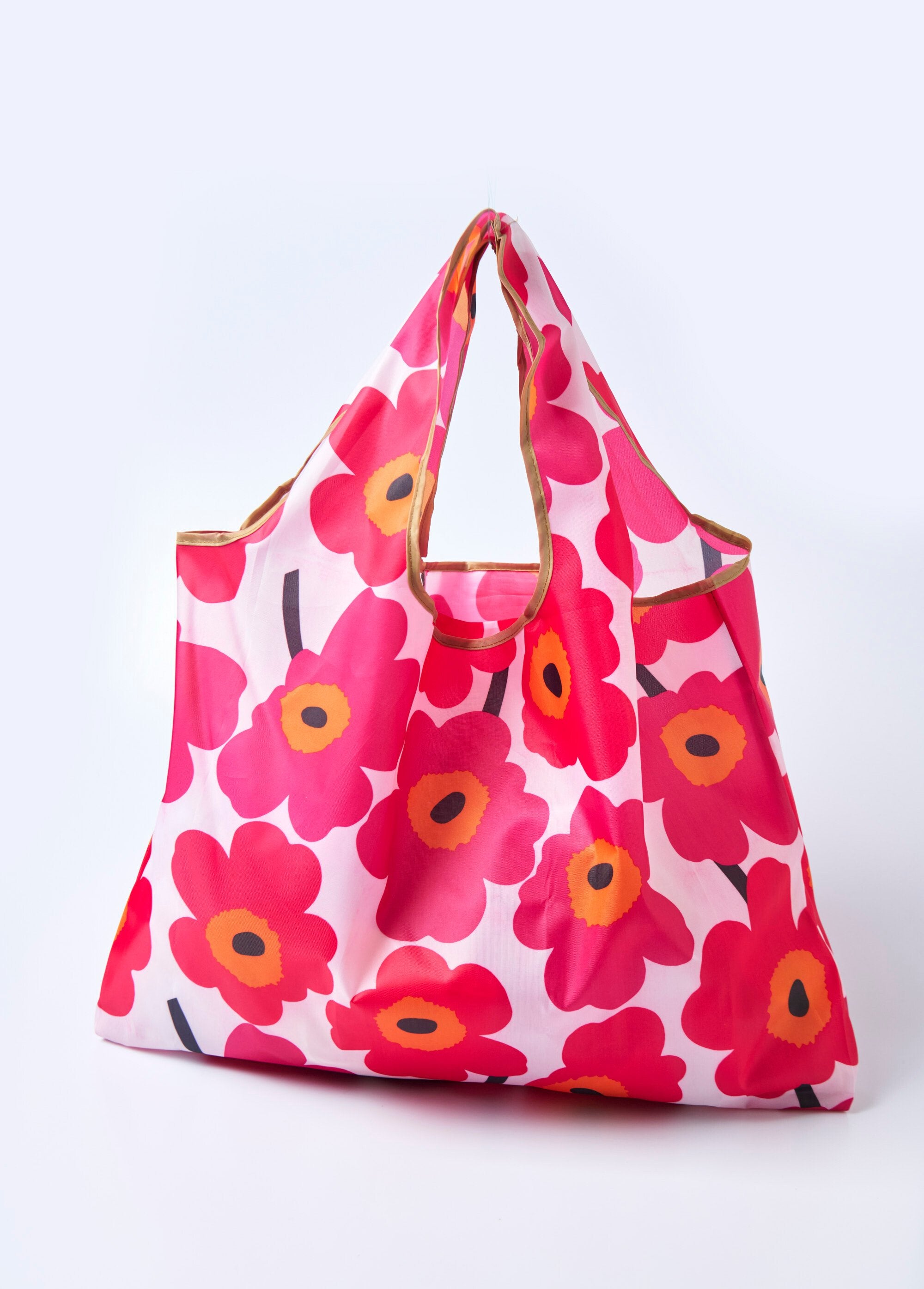 Durable_foldable_shopping_bag,_pop_flowers_Fuchsia_print_DE1_slim