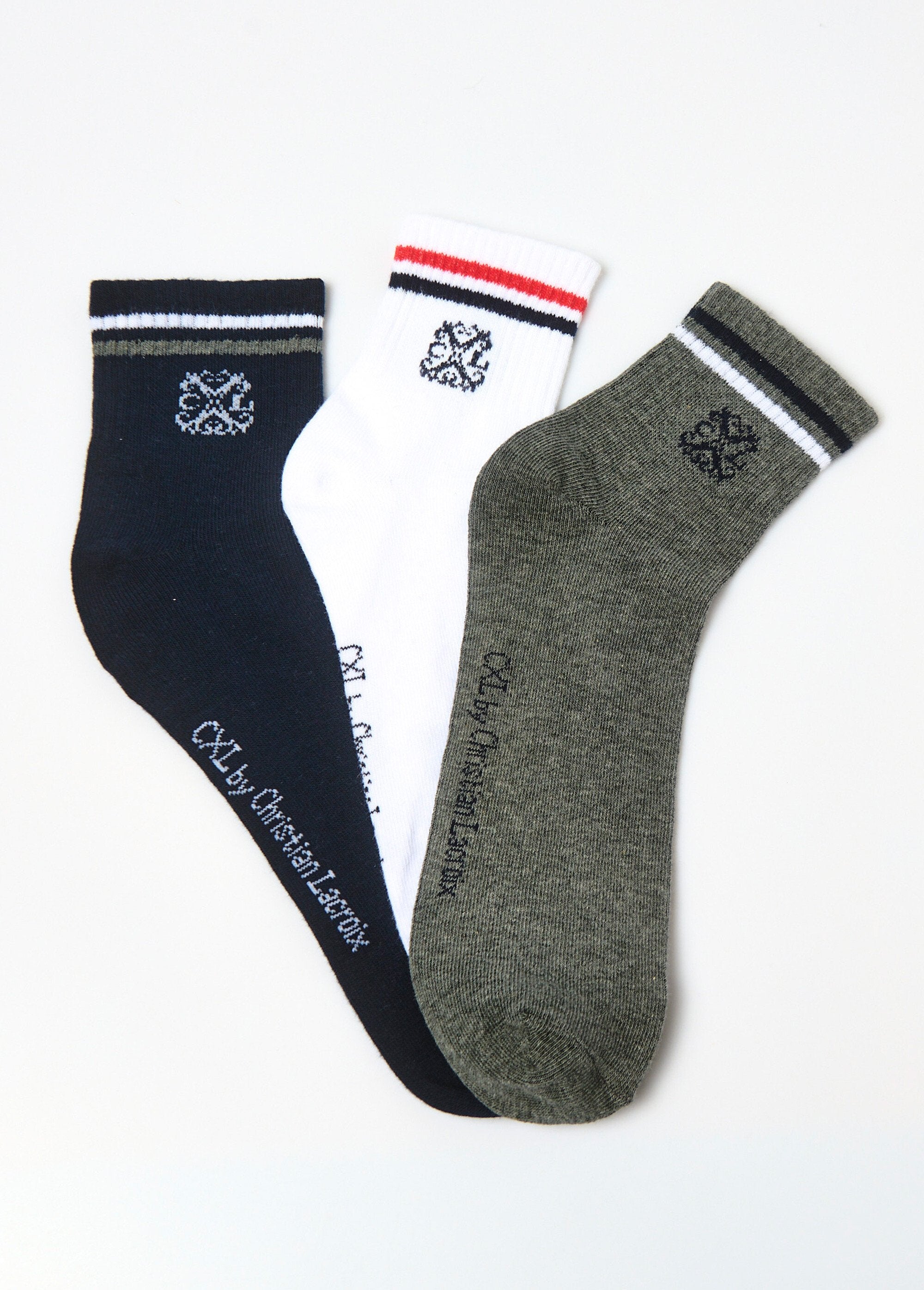 CXL_by_Christian_Lacroix®_-_Pack_of_3_striped_sports_socks_Grey_lot_3_FA1_slim