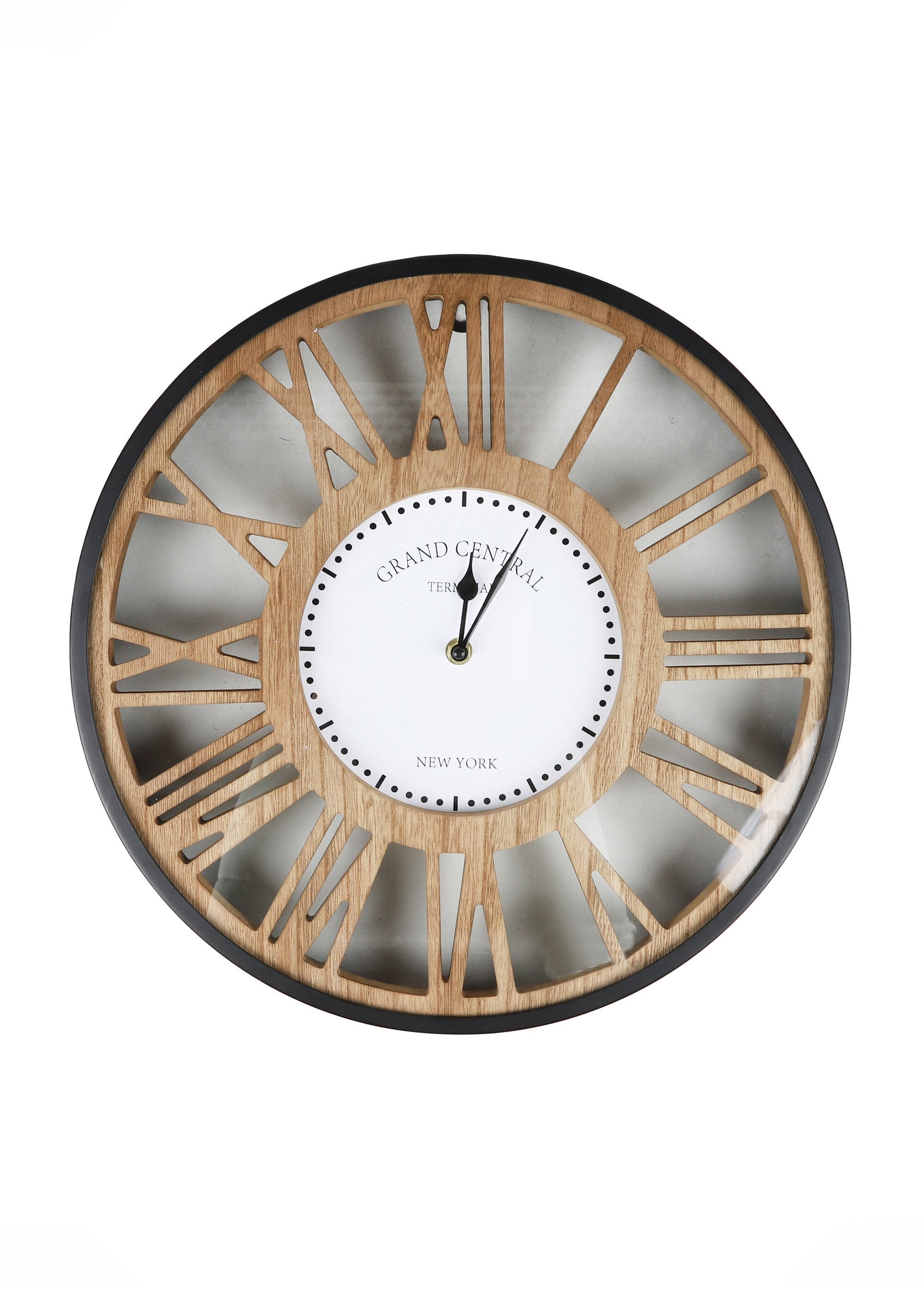 Retro_style_wood/metal_wall_clock_Black_and_beige_FA1_slim