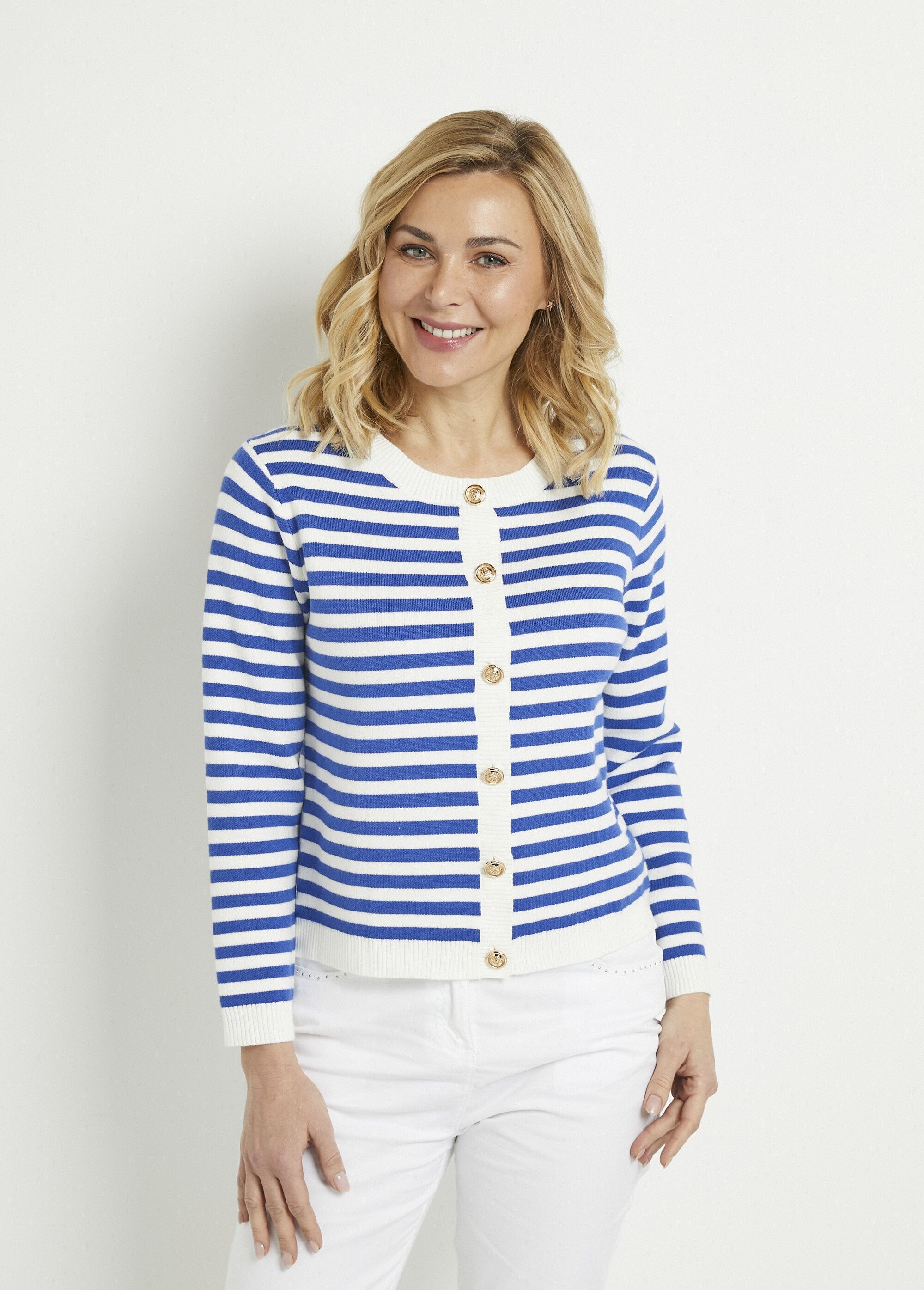 Striped_round_neck_buttoned_short_cardigan_vest_Blue_stripe_FA1_slim