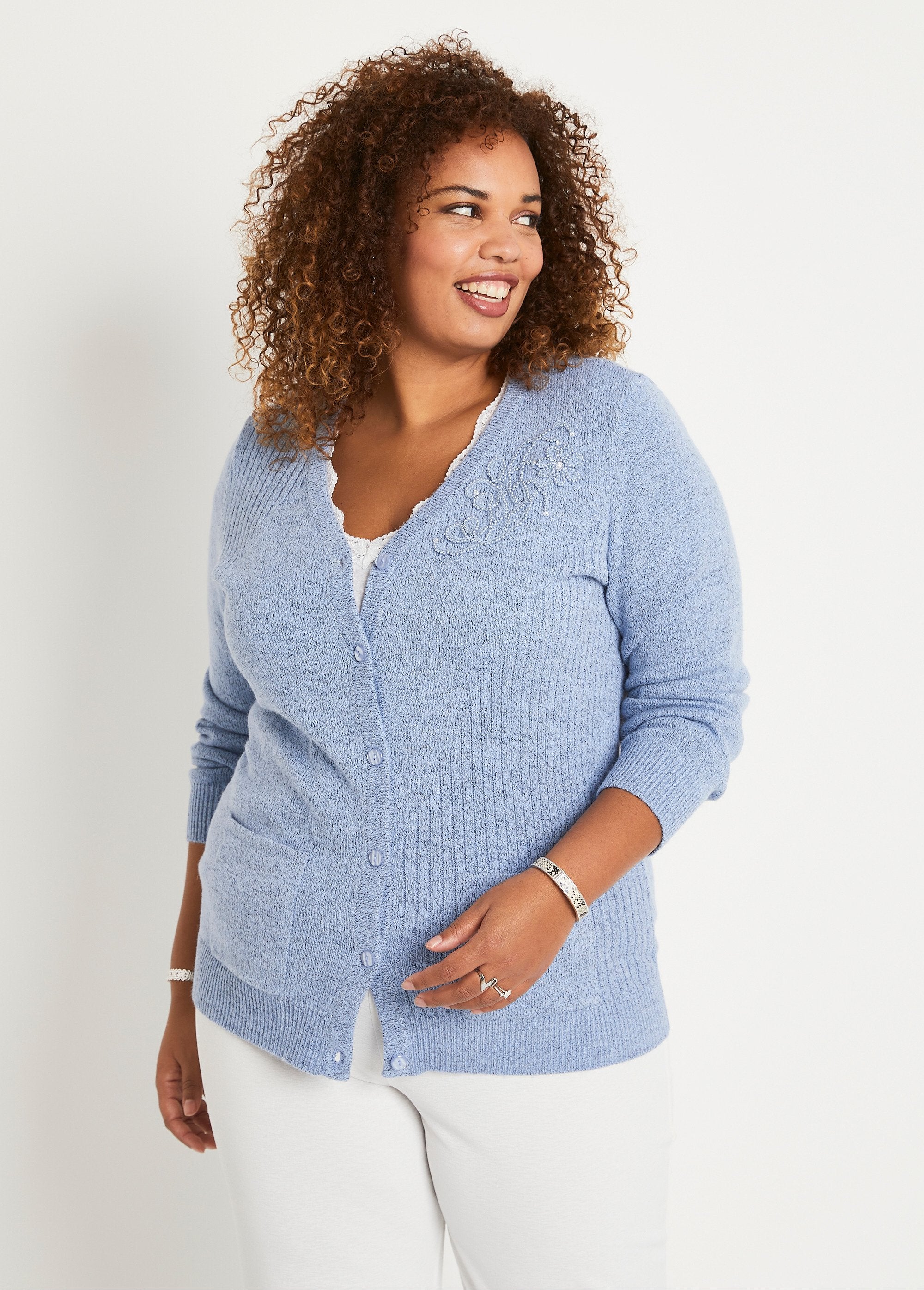 Rhinestone_embroidered_buttoned_V-neck_cardigan_Blue_FA2_curvy