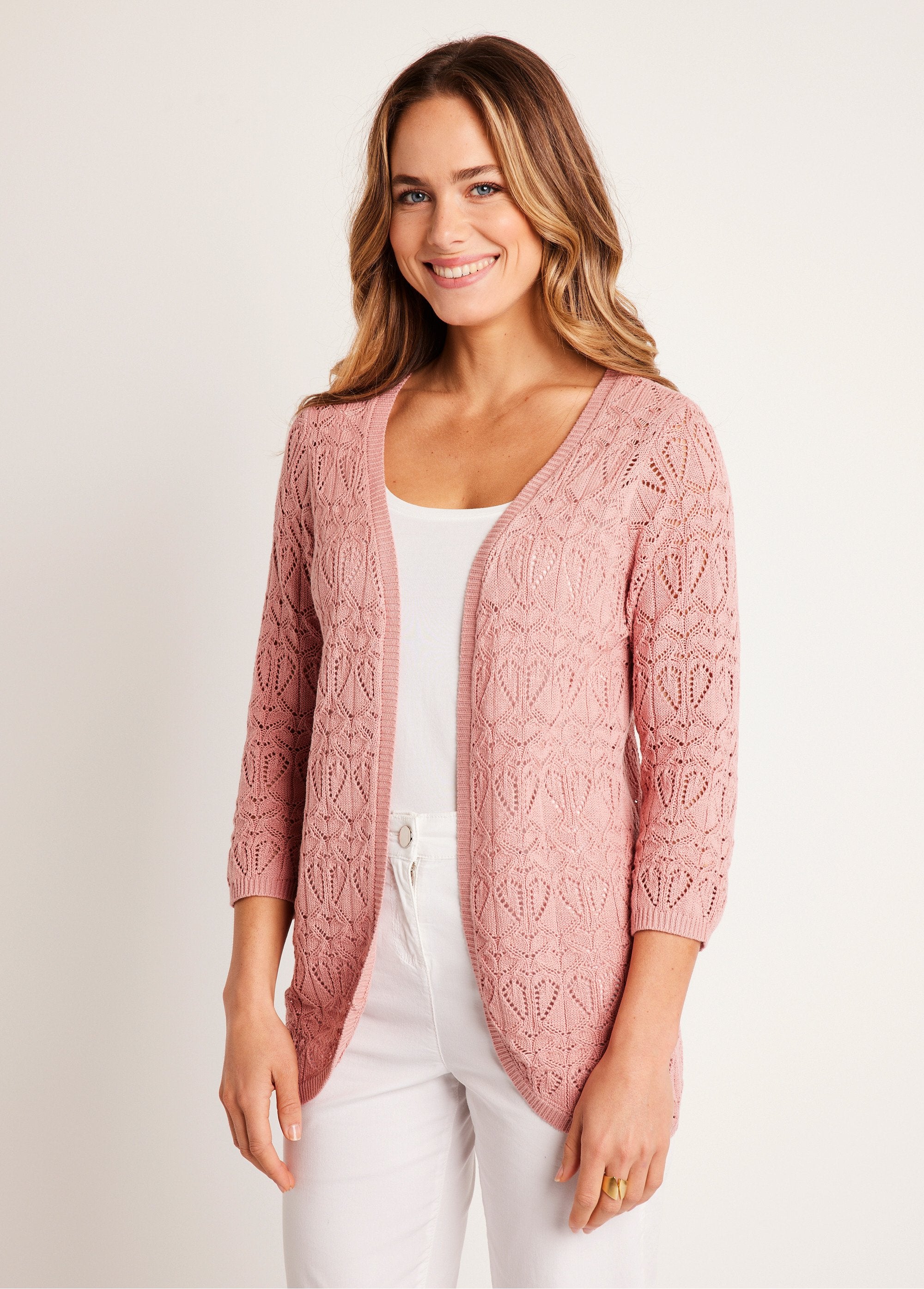 Long_openwork_cotton_cardigan_with_3/4_sleeves_Powdery_pink_FA1_slim