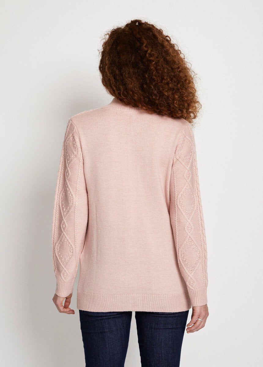 Warm_zipped_cardigan_with_cable_high_collar_Pink_DO1_slim