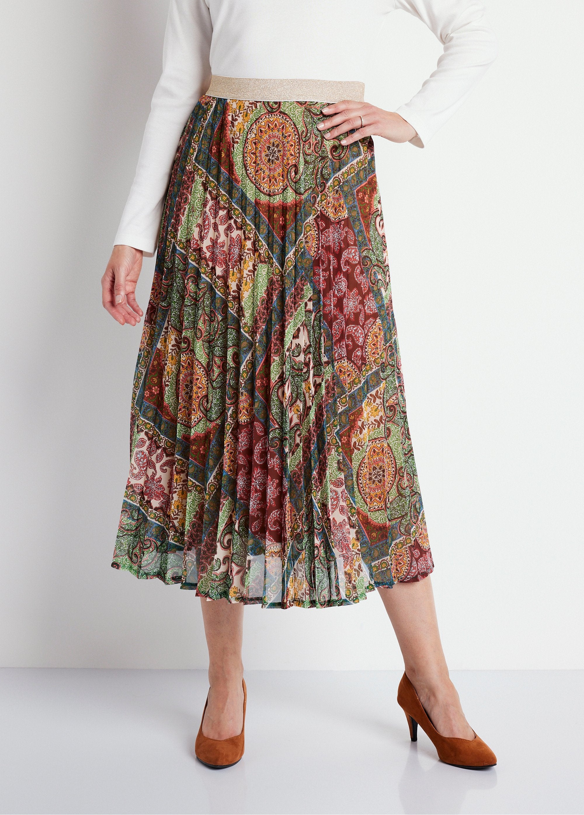 Printed_pleated_long_skirt_Camel_print_FA1_slim