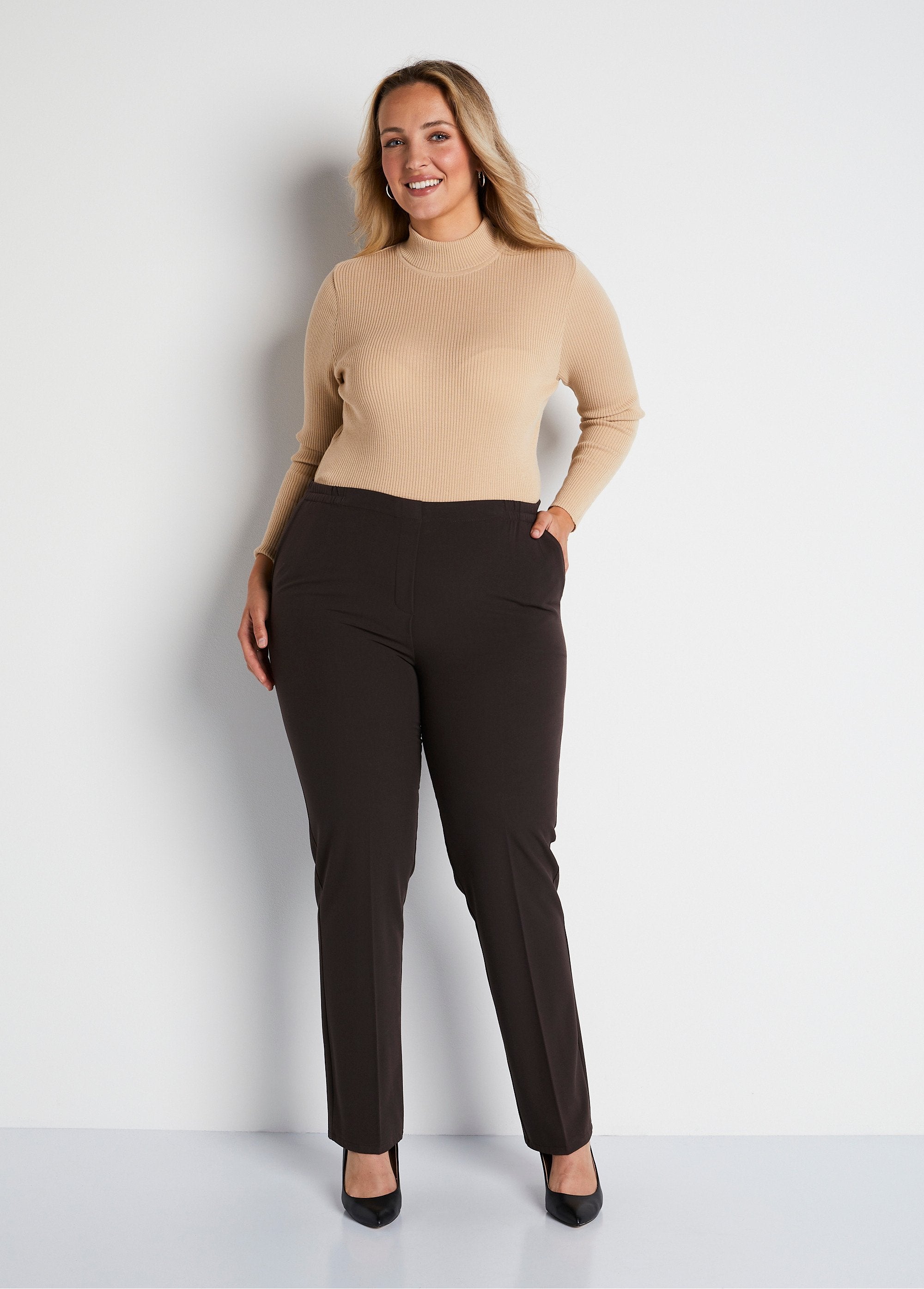 Straight_pants_with_semi-elasticated_waist_Brown_SF1_curvy