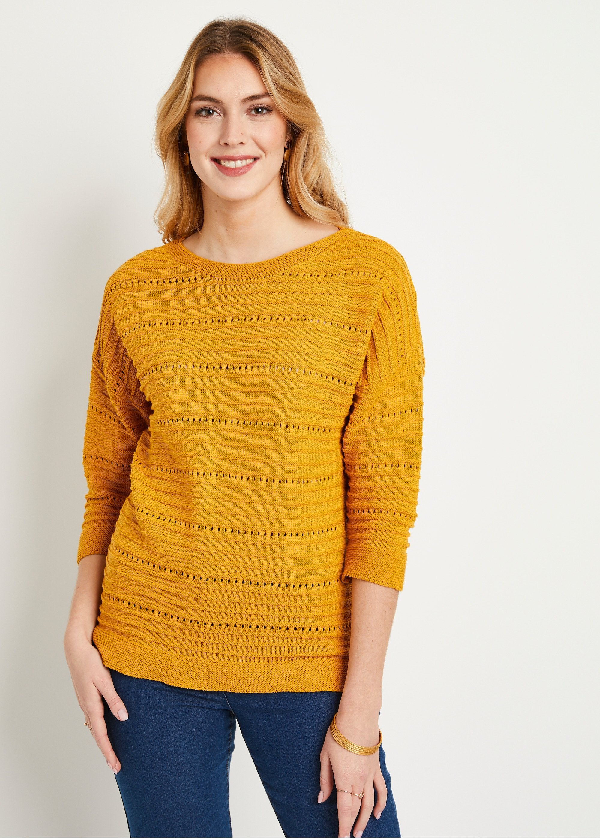 Short_openwork_sweater_with_3/4_sleeves_Honey_FA1_slim