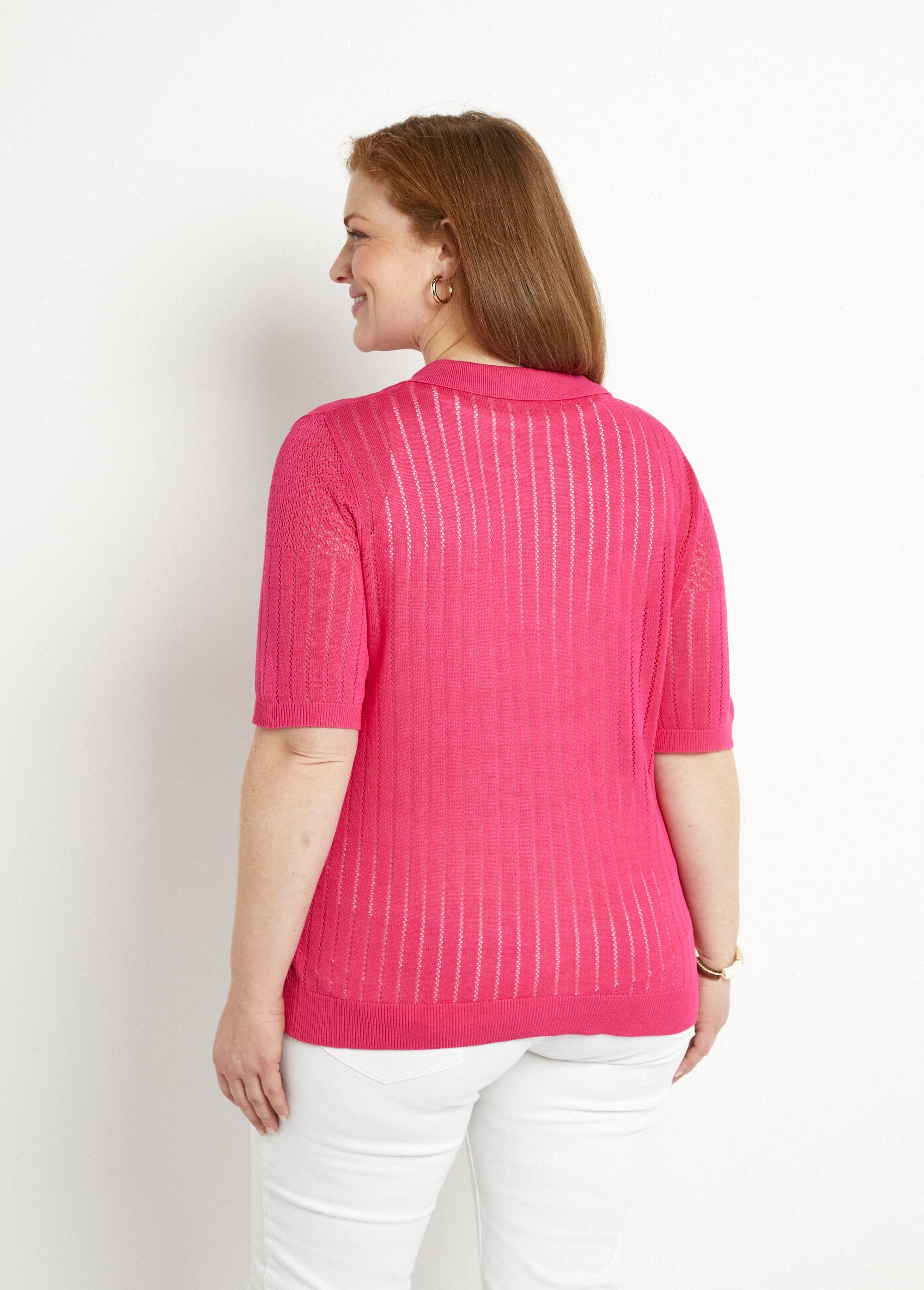 Fine_openwork_polo_neck_sweater_with_short_sleeves_Fuchsia_DO1_curvy