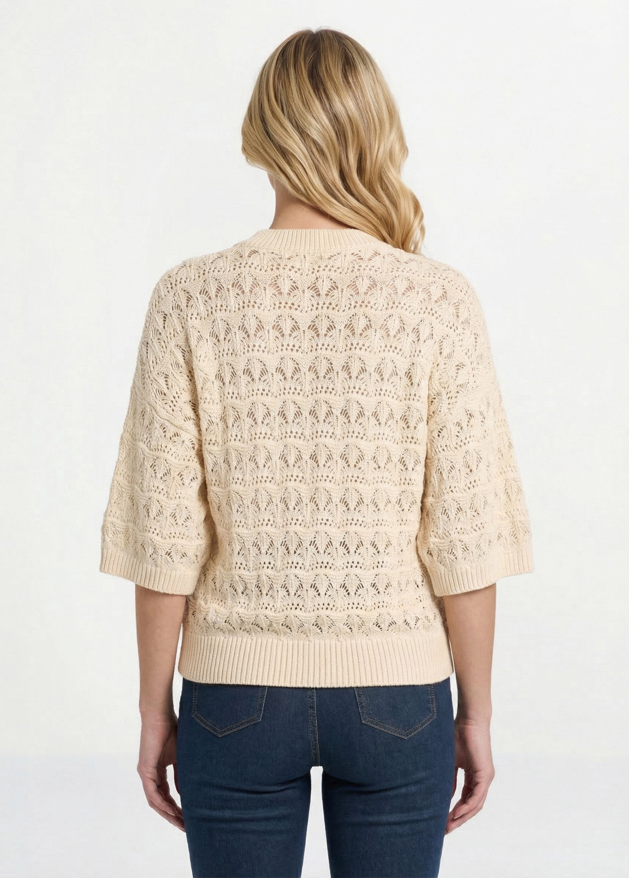 Short-sleeved_openwork_knit_sweater_Ecru_DO1_slim