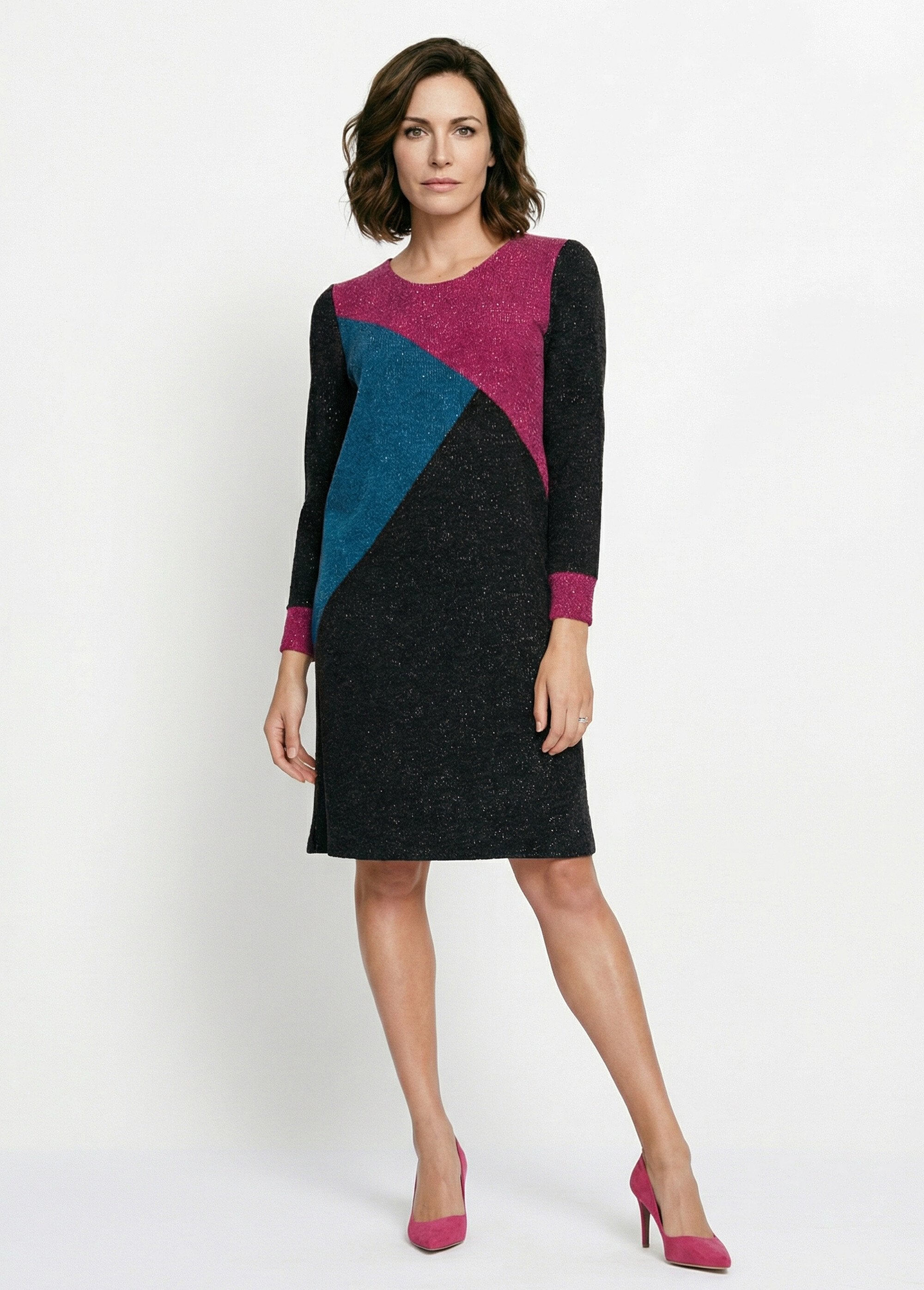 Short_straight_warm_knit_dress_with_round_neck_Black_background_FA1_slim