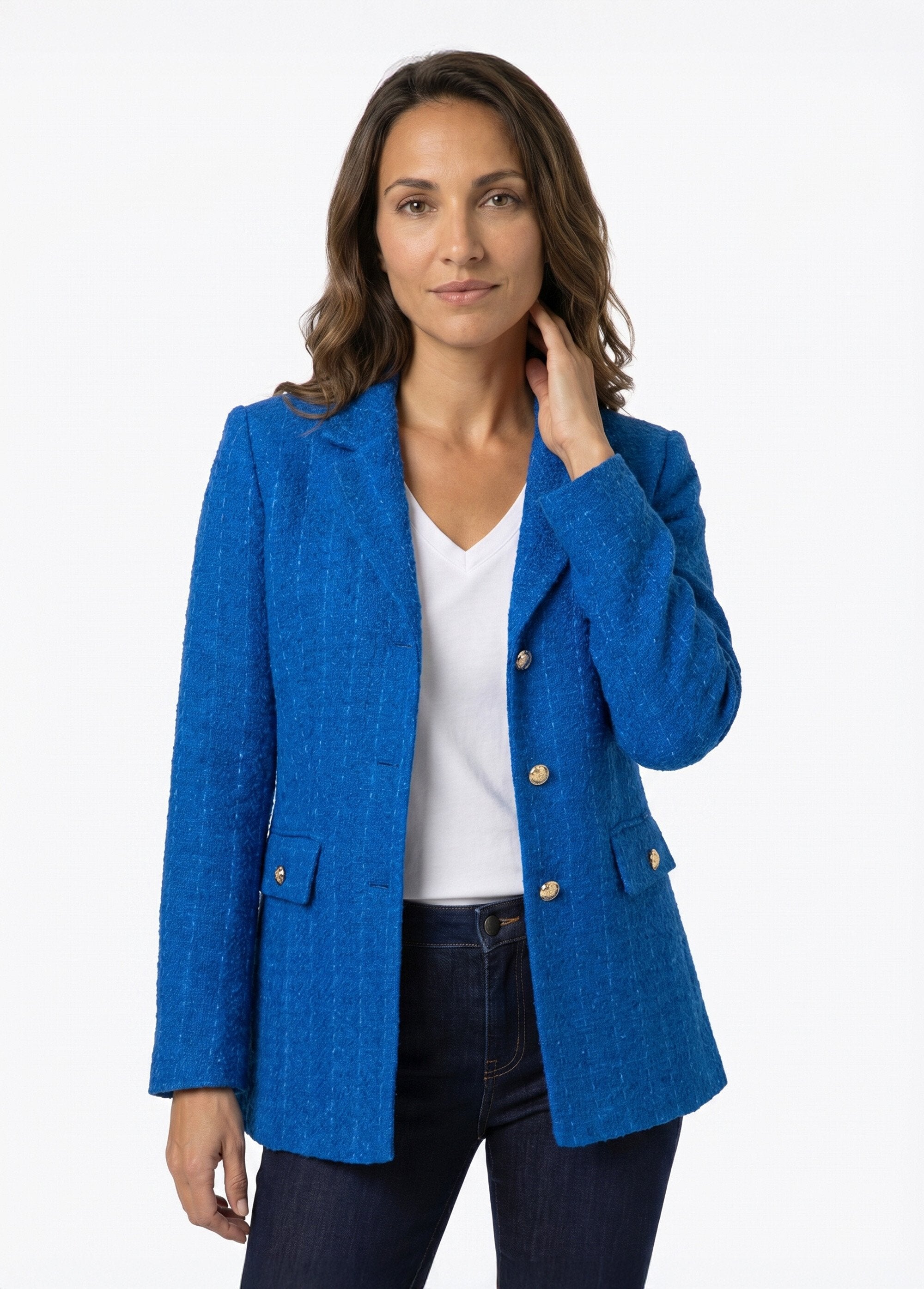 Straight_buttoned_jacket_in_basket_weave_fabric_with_tailored_collar_Hard_blue_FA1_slim